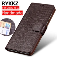 rykkz flip genuine leather case for meizu 16 x 16x with card slot kickstand phone case for meizu 16 x 16th 16th plus cases