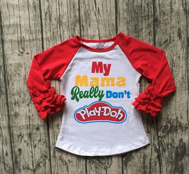 girls Осенняя футболка для девочек и мальчиков с принтом «my mama действительно don't play Doh», детская одежда для девочек и мальчиков, верхняя одежда, красная одежда с рукавами - Цвет: girls