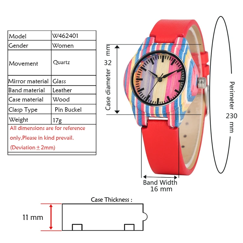 Многоцветные деревянные часы модные полосатые из бамбука женские на удачу с