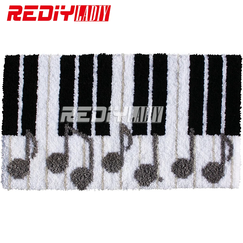 

Latch Hook Rug Wall Tapestry Acrylic Yarn Embroidery Cushion DIY Carpet Rug Music Piano Pre-Printed Floor Mat for Living Room
