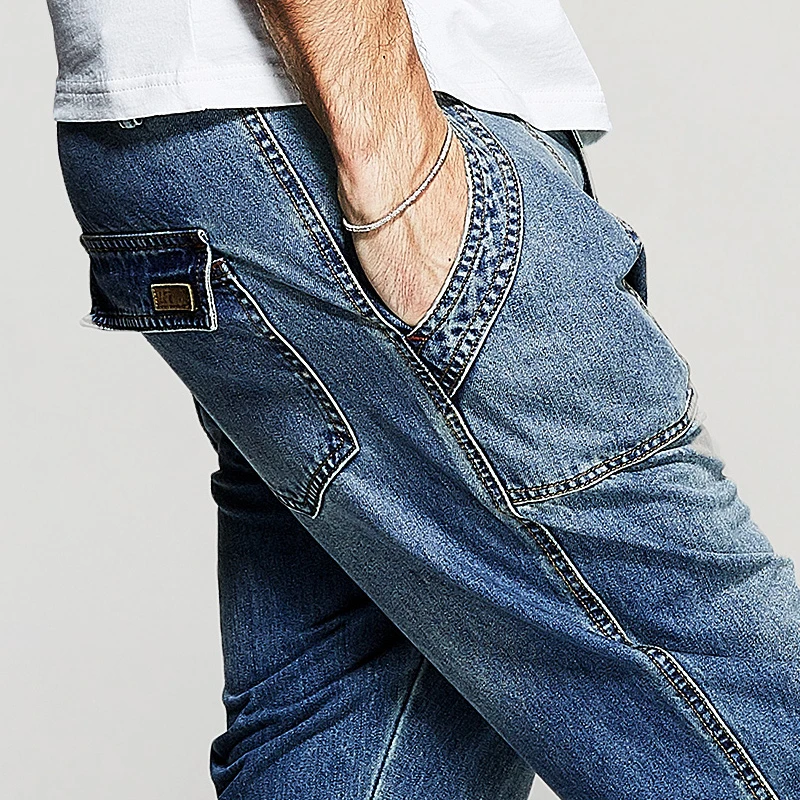 KUEGOU осень джинсовые штаны-шаровары, Для мужчин бренда Slim Fit рваные бедствия штаны для мальчиков Модная уличная одежда в стиле «хип-хоп», джинсовые брюки 2377