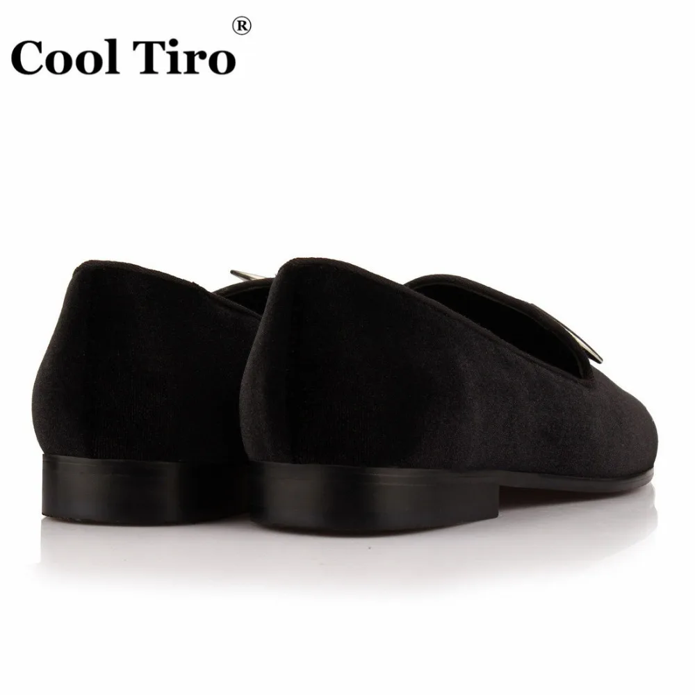 COOL TIRO/повседневные высококачественные черные бархатные Серебристые Лоферы