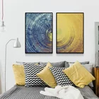 Абстрактный синий и желтый круги стены Искусство фотообои и принты картины для спальни гостиной домашний декор