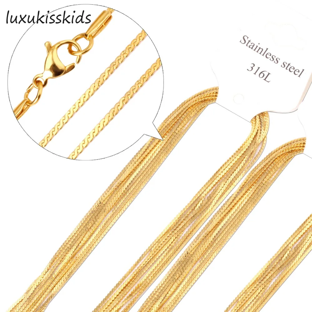 LUXUKISSKIDS 10 шт./партия из нержавеющей стали 1 мм цепочка Ожерелье Веревка Цепи модное колье цена Высокое качество