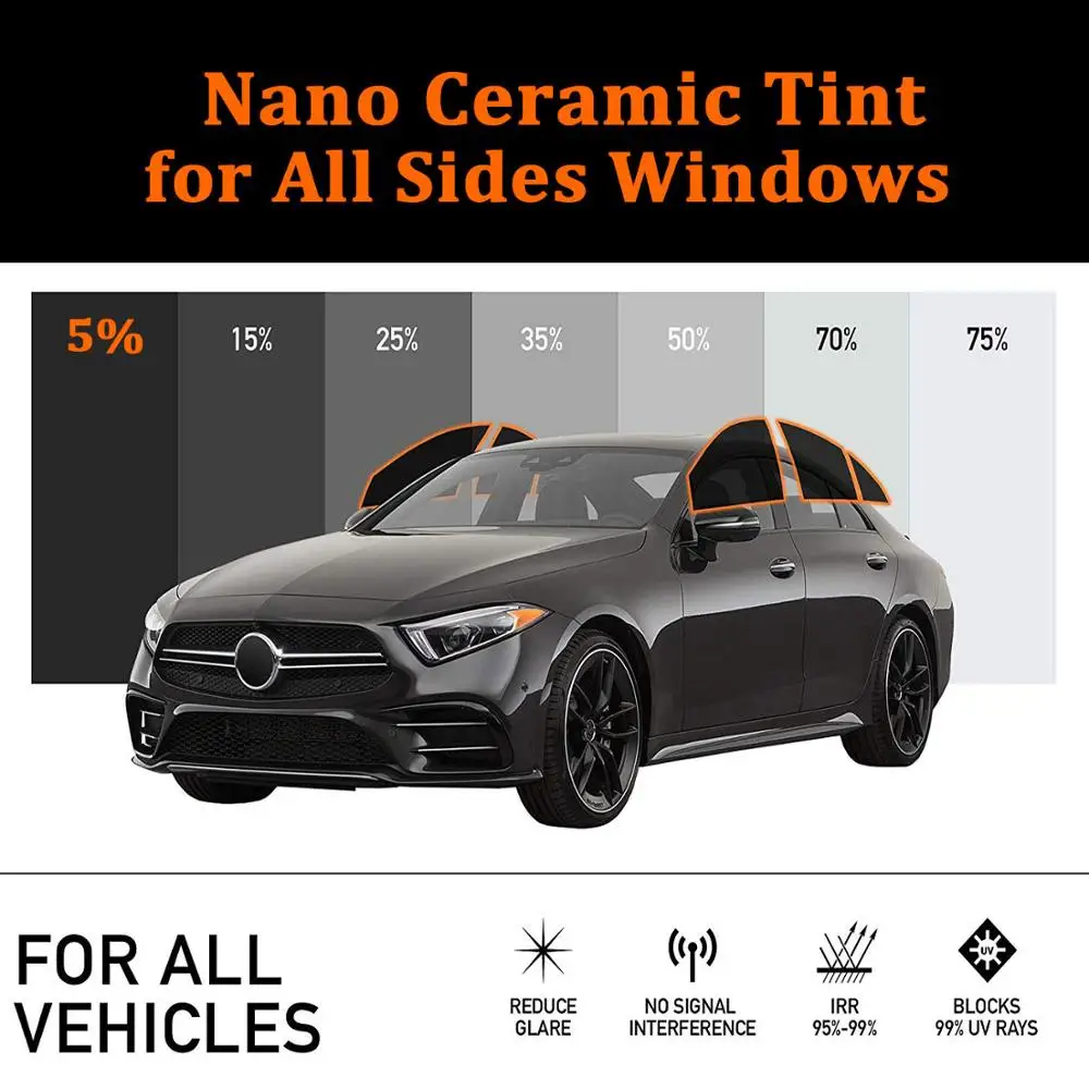 5% VLT Черный Автомобильный солнцезащитный козырек затеняющая пленка для окна