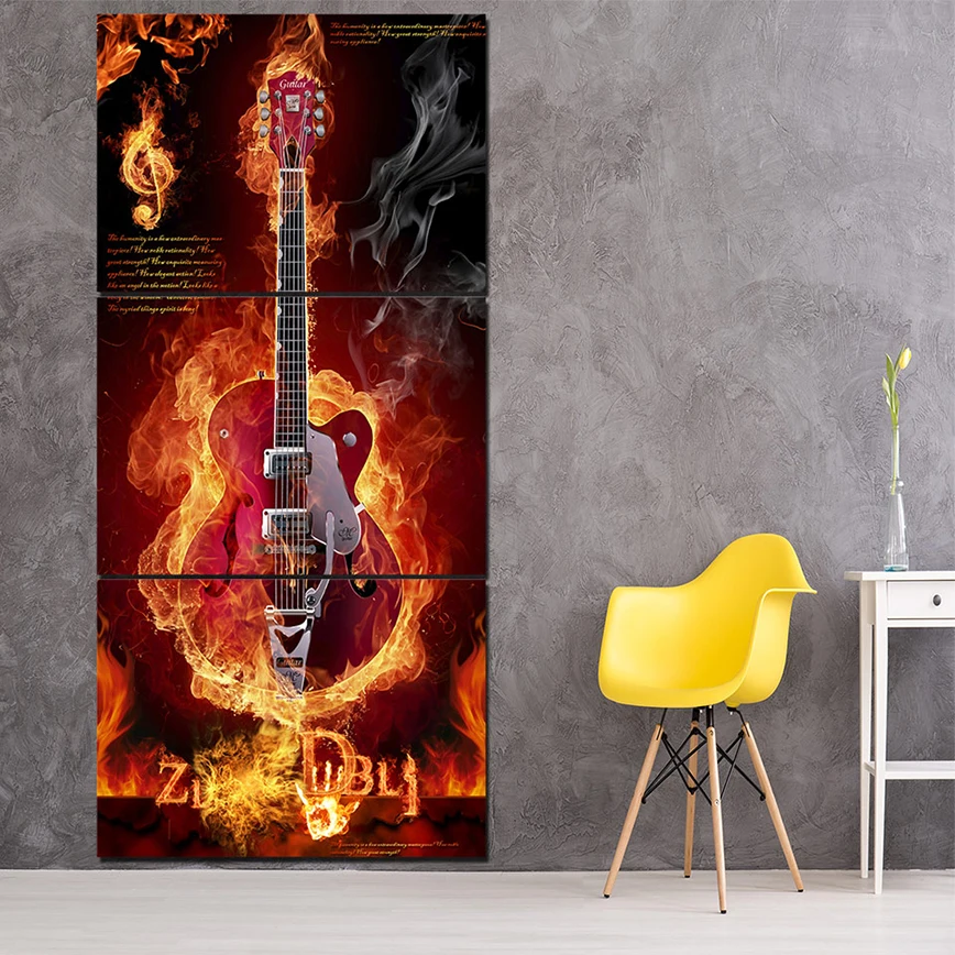3 pcs/sets Abstract fire guitar Diy 5D diamond painting wall sticks mosaic living room home decoration handcraft AS862 | Дом и сад