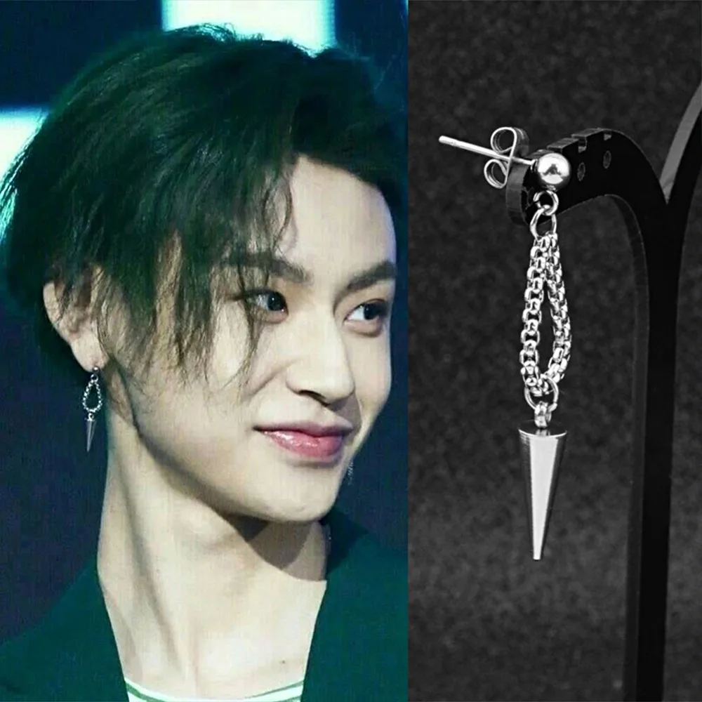 Мужские Серьги KPOP из нержавеющей стали 1 шт. корейские модные длинные готические