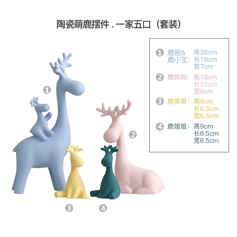 

Europe Elk Ceramic Enamel Modern Home Decoration Accessories Christmas Decorations Rustic Home Decor