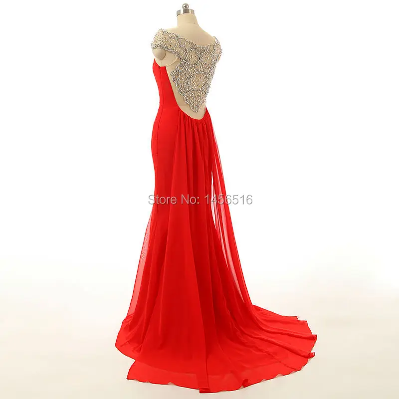 Vestidos de festa настоящая фотография красное платье Русалочки с рукавами крылышками