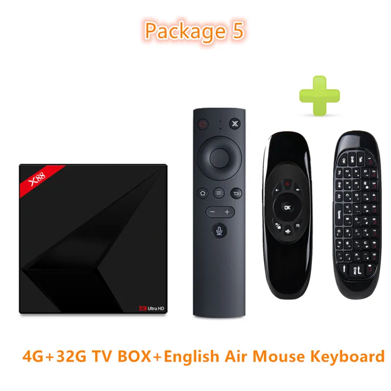 4G 32G EN Air Mouse Haayot X88 Android 7,1 ТВ коробка 4 ядра RK3328 H.265, 4 Гб оперативной памяти, 32 Гб встроенной памяти, 2,4/Wi-Fi 5 ГГц двухъядерный процессор Wi-Fi 4 K HD Media Player голос Управление смарт-ТВ приставки - Цвет: 4G 32G EN Air Mouse