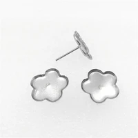 100pcs 316l stainless steel diy earrings bottom sit plate plum earpins tap base earwire jewelry finding 2 colors available