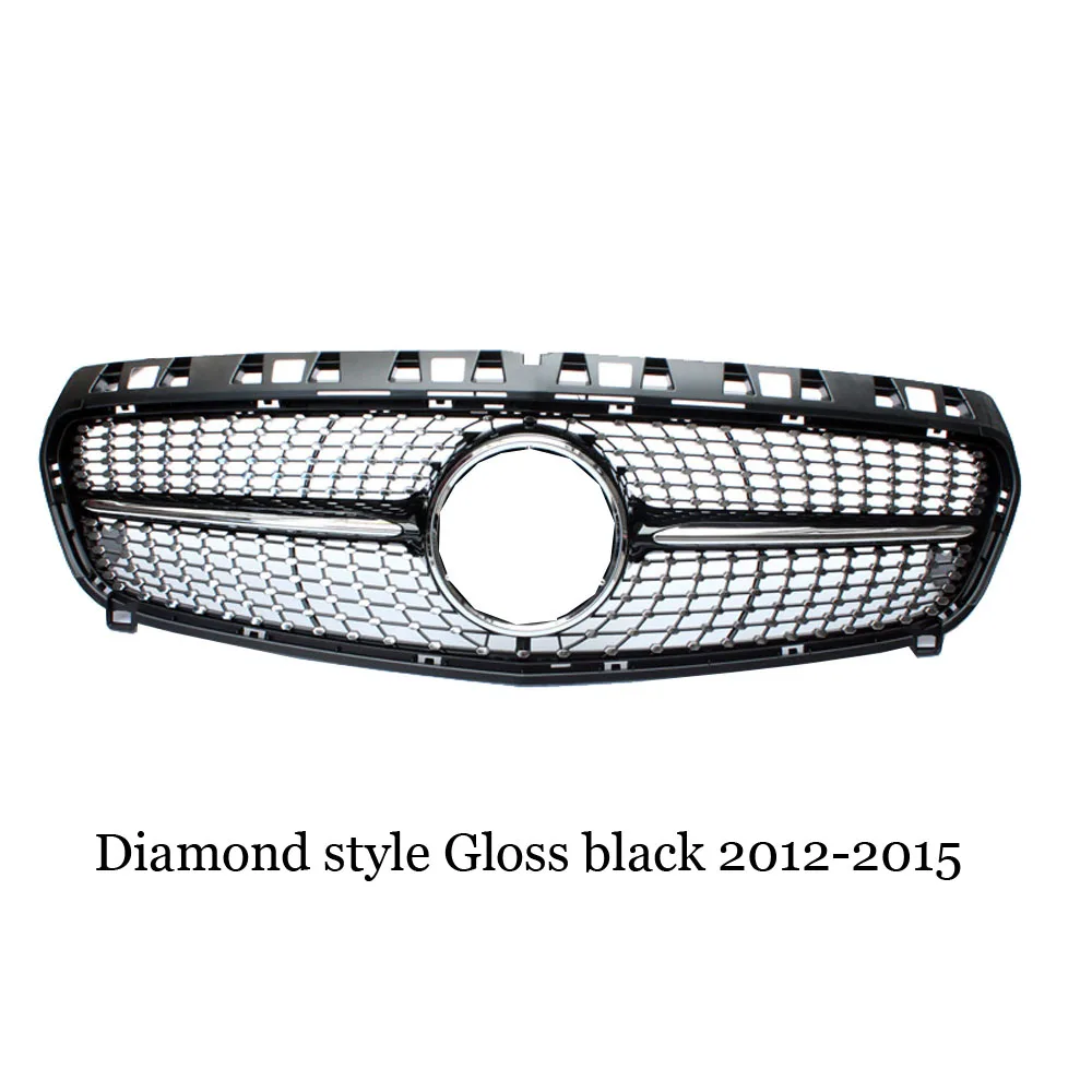 Diamond Black 12-15 Front Grille GTR GT Grill Diamond AMG Style For Mercedes Benz A-Class W176 A180 A200 A260 A45 Car Styling Front Hood Mesh - Цвет: Diamond Black 12-15