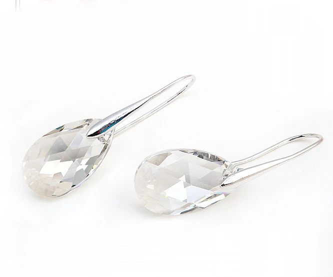 Женские серьги-капли SPCLUB серебристого цвета с кристаллами от SWAROVSKI подарок на