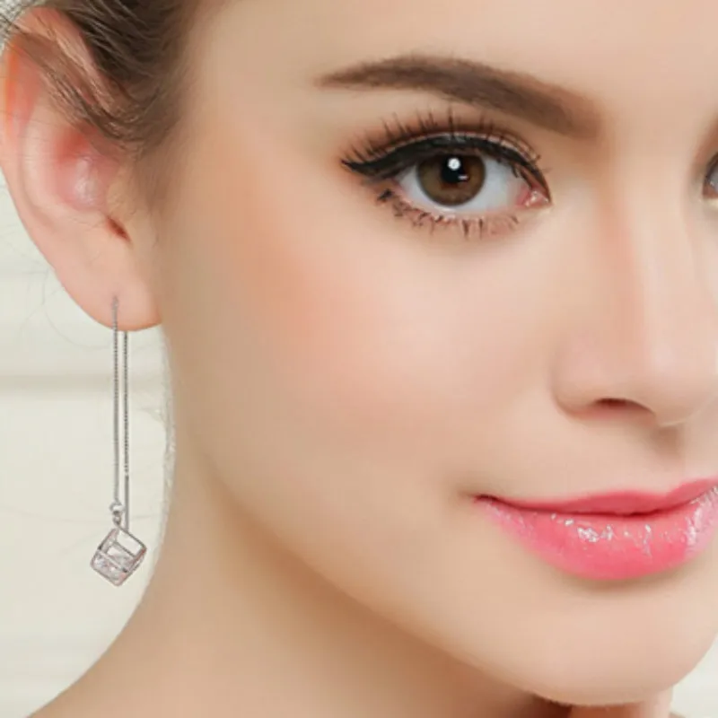 New Design 9CM Tassel Chain Cubic Zirconia Long Earrings for Women Anti-allergic Dangle Earring Populaire Boucles d'oreilles | Украшения