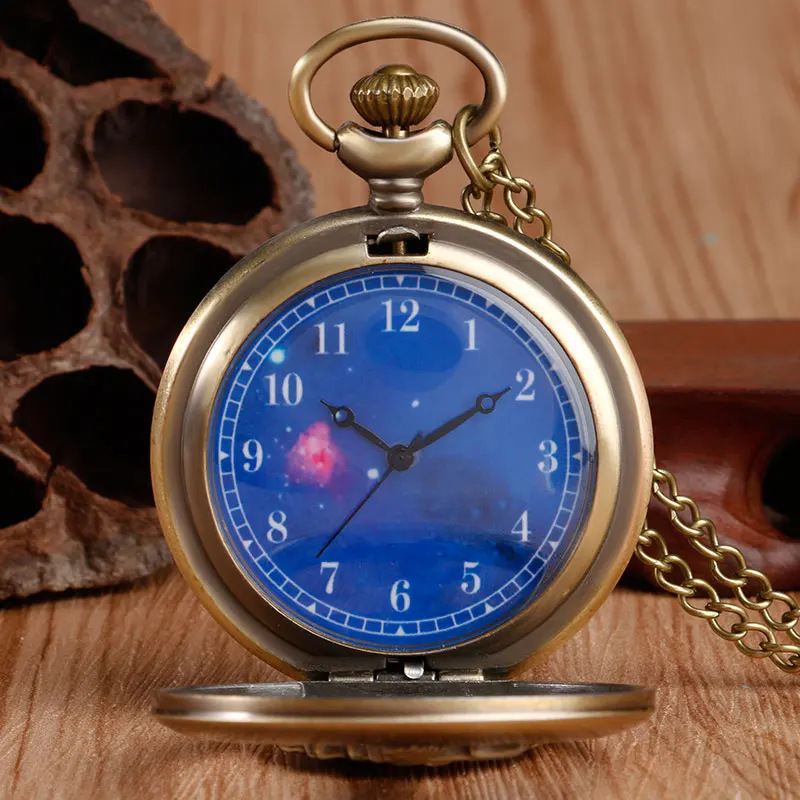 The Little Prince Dial Blue Planet Classic Cartoon Hollow Quartz Analog Pocket Watch Retro Style For Children Gifts | Наручные часы