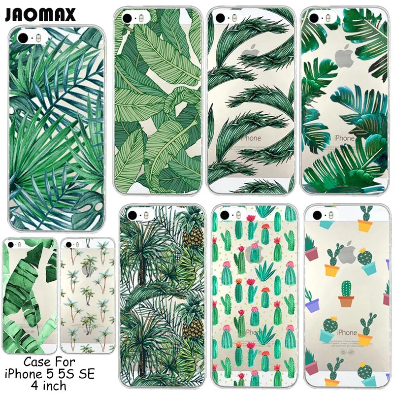 Ультратонкий Мягкий силиконовый растения кактус банан листья чехол для iPhone 5/5s/SE 4