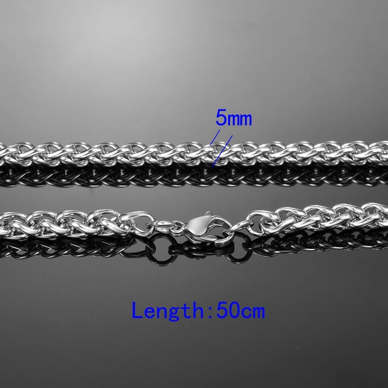 50cmx5mm Нержавеющая сталь funique Серебряный тон витая веревка микс цепь ожерелье для изготовления ювелирных изделий мужское женское ожерелье с длинной цепью ювелирные изделия - Окраска металла: 50cmx5mm