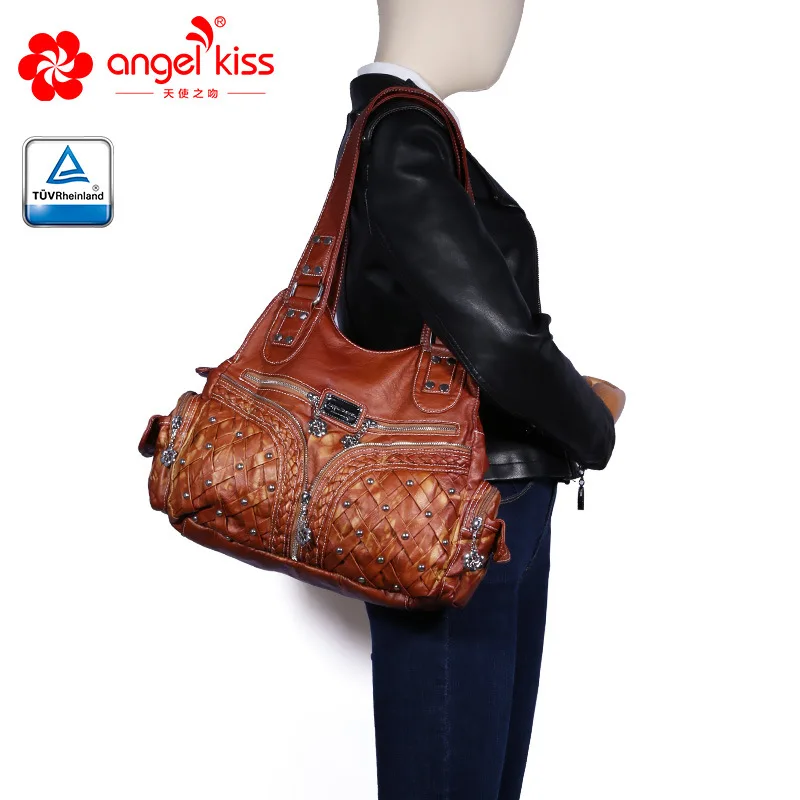 Angelkiss Топ Сумки из искусственной кожи личи зернистая Женская сумочка Модные