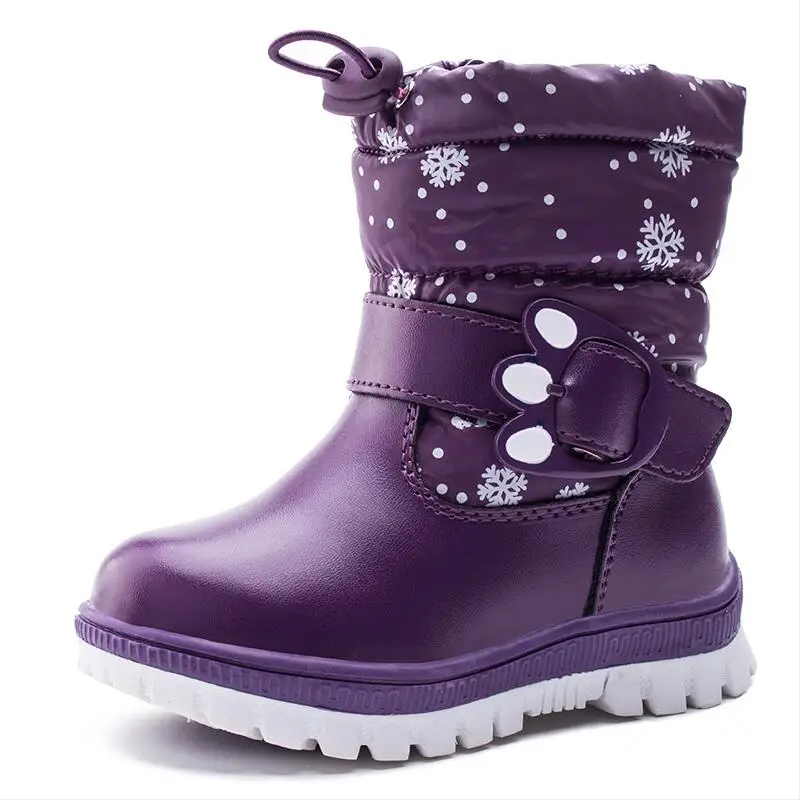 Фиолетовый SKHEK/зимние сапоги для девочек; брендовые модные детские непромокаемые сапоги; резиновые теплые зимние сапоги высокого качества; Woo 40%; обувь для маленьких мальчиков - Цвет: Фиолетовый