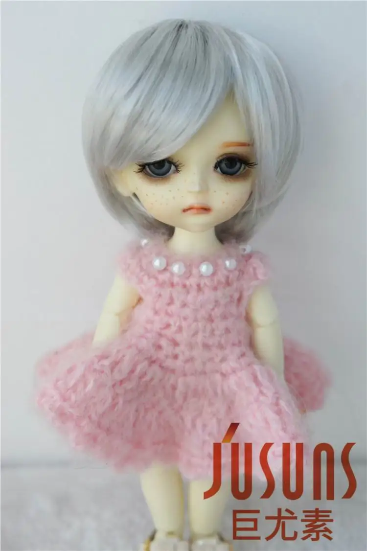 JD081 1/8 синтетическая мохер кукла парики Мода короткую стрижку парик, 5-6 дюймов крошечные куклы волосы куклы смолы аксессуары - Цвет: Grey SM1002