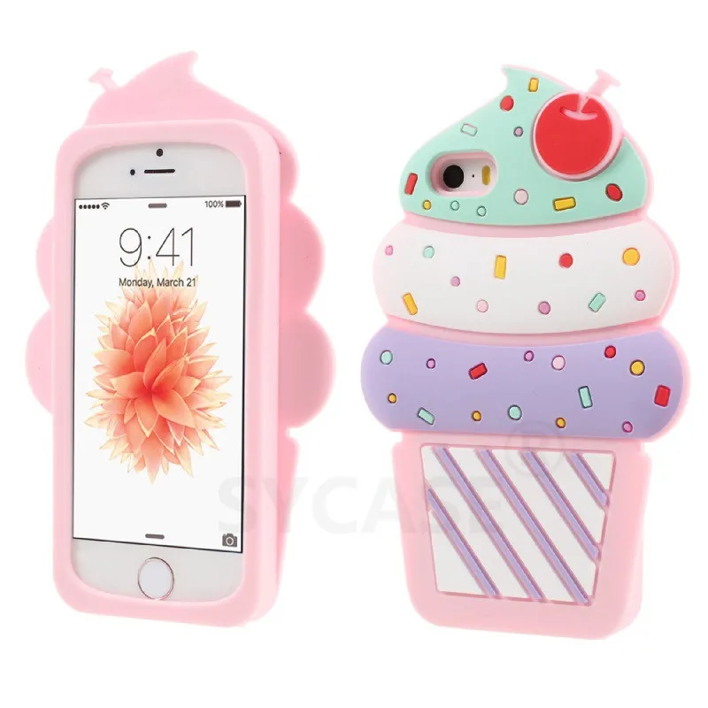 SYCASE 3D Лето Моделирование молочной вишни мороженое Силиконовый Мультфильм PhoneCase