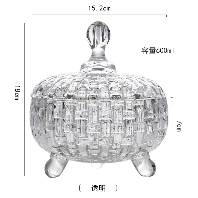 1 European Crystal Glass with Lid Candy Jar Wedding Glass Container Creative Storage Tank Amber Glass Crystal Jar Home Decorative - Цвет: 1