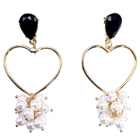 miara l metal love long pearl tassel earrings grape bunch earrings personality allergy earrings