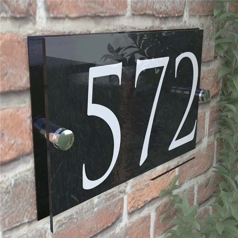 

Contemporary House Sign Plaque Door Number Glass Effect Acrylic