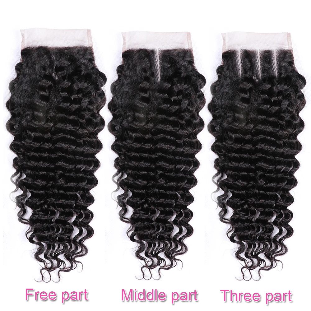 UEENLY Бразильские глубокие волны Кружева Закрытие 130% Плотность Remy человеческие