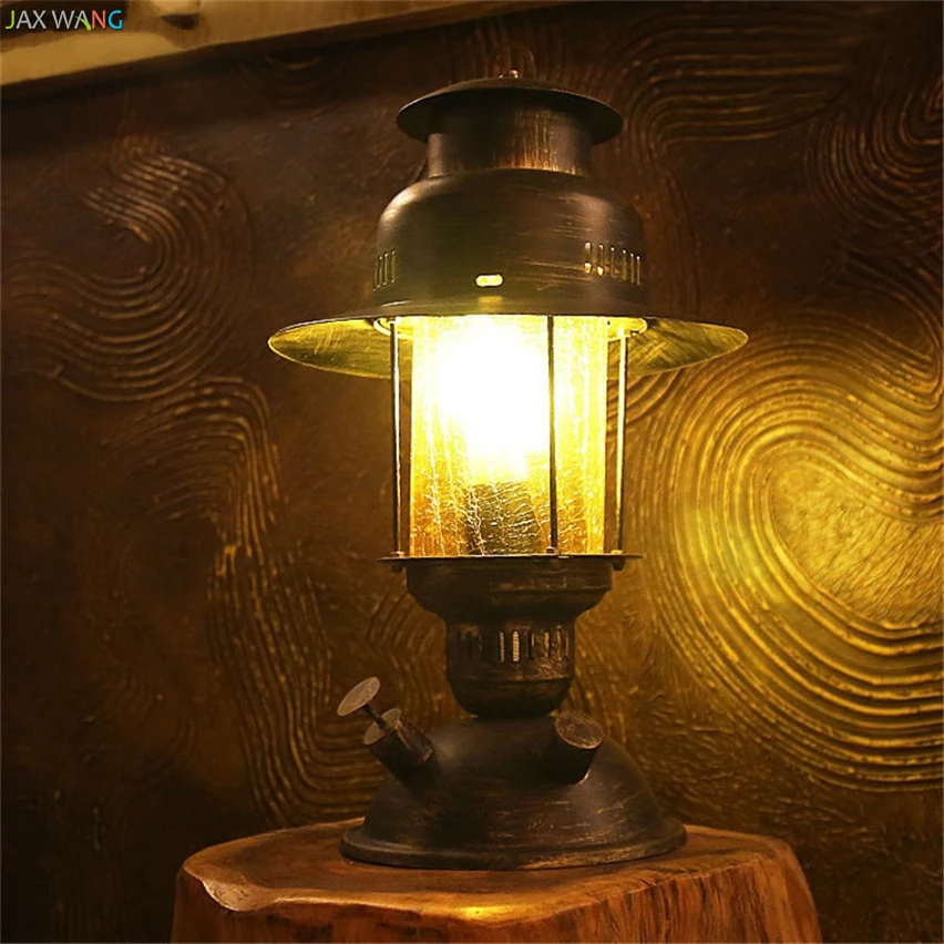 Jw_американская ретрожелезная настольная лампа Эдисона для гостиной железные
