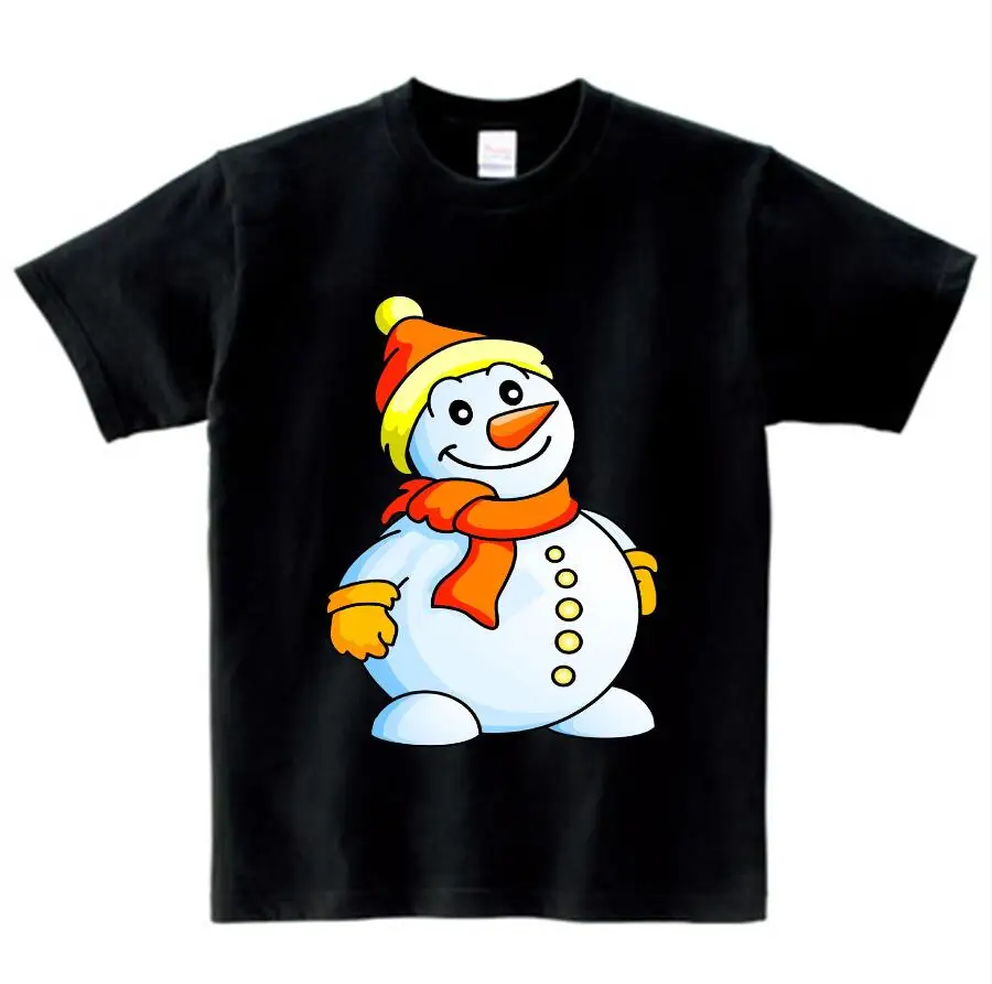 black childreT-shirt Новые рождественские футболки для маленьких мальчиков и девочек Детские хлопковые футболки с рождественским узором, футболки с Санта Клаусом, детские летние топы, футболки, camiseta От 3 до 8 лет NN - Цвет: black childreT-shirt