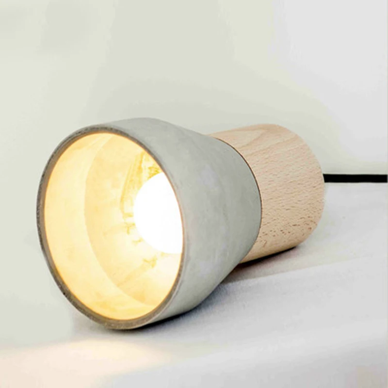 Nordic Wood Cement Pendant Lights Modern Droplight E27 Single Hanging Lamp For Bedroom Living Room Restaurant Cafe Loft Bar | Лампы и