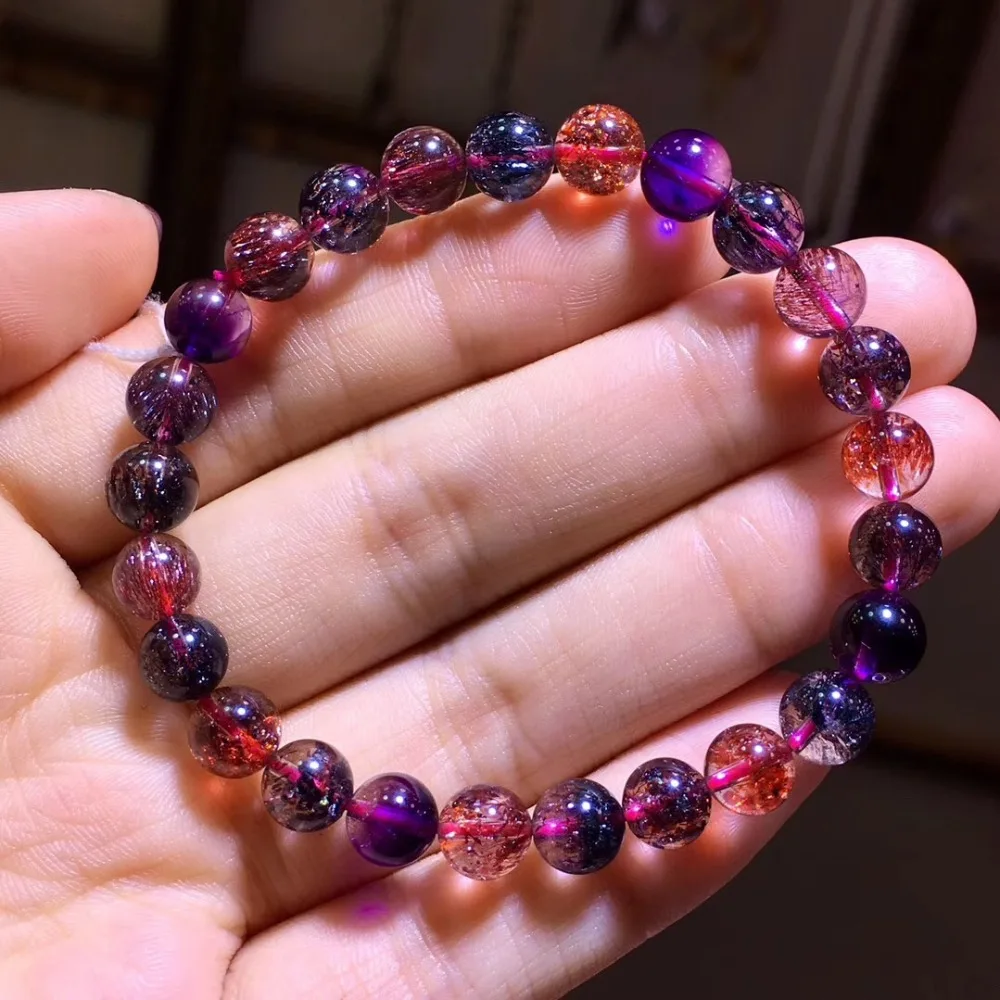 

Certificate 7mm Natural Super 7 Melody Bracelet Men Women Stone Love Gift Crystal Round Beads Stretch Bracelets Jewelry AAAAA