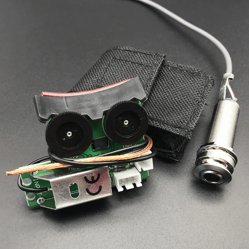 GTN 4 Band Acoustic Guitar Preamp with Microhone Folk Guitarra Piezo Pickup Equalizer with Tuner Guitar Accessories Free Shipping - Color: GTN