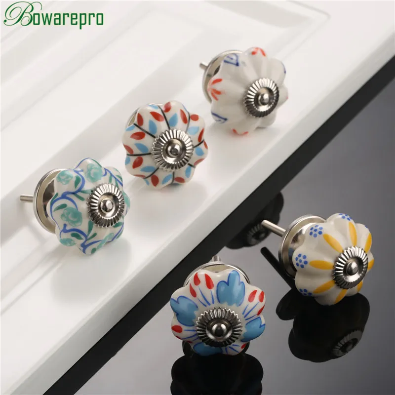 

bowarepro Handle Pull Tray Knop Handle colorful pumpkin Sstijl Dressoir Pull Keramische Slinger knop Meubels Furniture 40MM 1PC