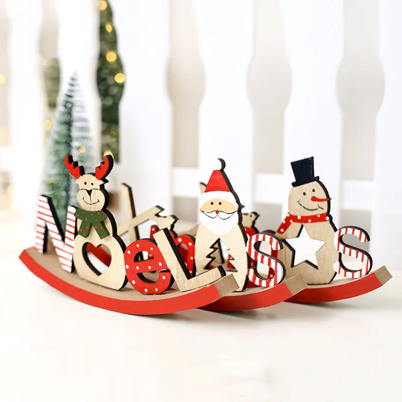 Деревянный Рождественский Санта-Клаус Алфавит семья разделена на декоративные