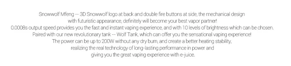 NEWEST electronic cigarette kit vape kit original of sigelei snowwolf mfeng 200W SUPER POWER
