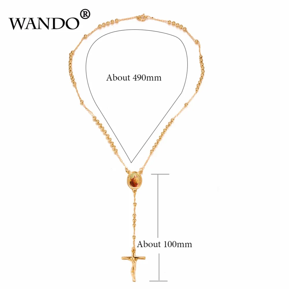 WANDO модные золотые четки молитвенные бусины Иисус/Мария Крест Длинный Чокер