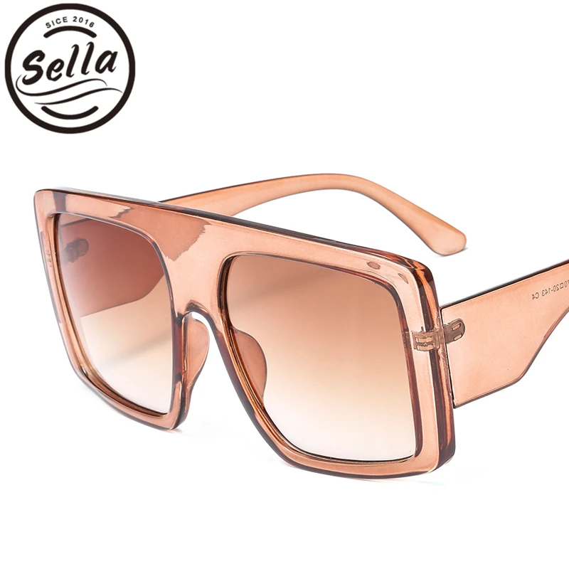 Sella Европейский стиль негабаритных Квадратные Солнцезащитные очки для женщин