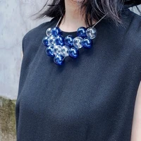 original design blue bubbles choker necklace for women 2020 dinner party chic glass ball charming short necklace top qaulity