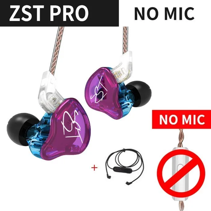 Pro no mic Bluetooth KZ ZST Bluetooth наушники 1DD+ 1BA драйвер динамические и арматурные вкладыши мониторы шумоизоляция HiFi музыка спортивные наушники гарнитура - Цвет: Pro no mic Bluetooth