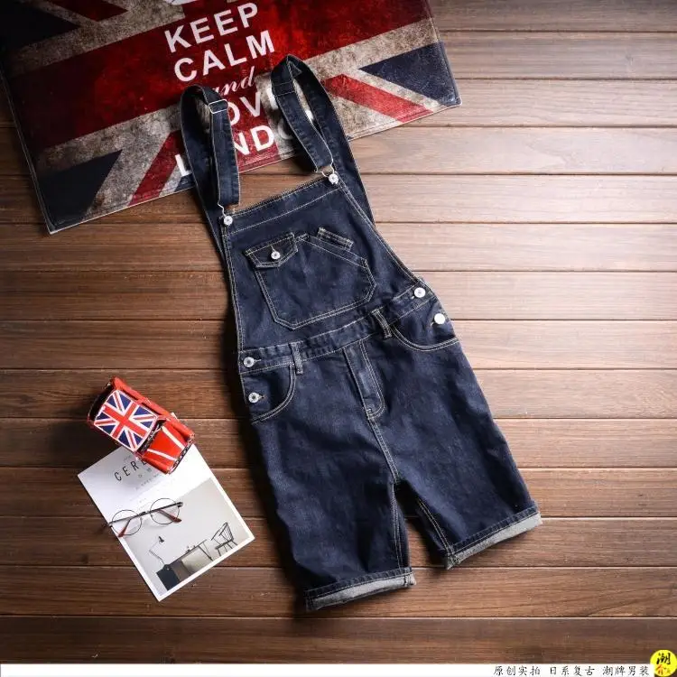 Джинсовые шорты с карманами мужские Модный комбинезон из денима черный