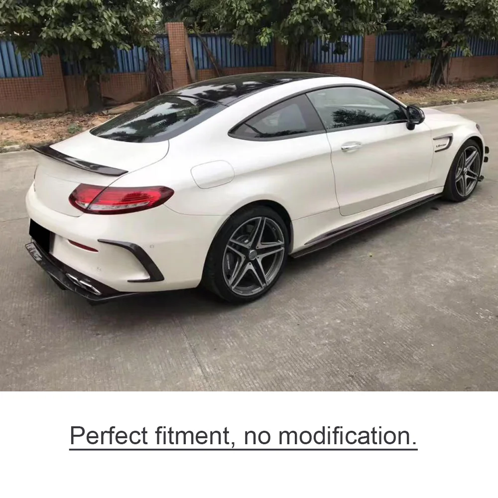 C Class углеродного волокна задний бампер сплиттер спойлер нижние ребра для Mercedes Benz W205 C63 AMG Coupe 2 двери 2 шт