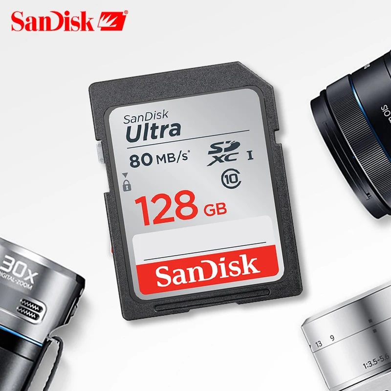 Карта памяти SanDisk Ultra 128 ГБ 80 МБ/с./с класс 10 SD SDHC SDXC в sd карте 32 Гб 16 64 для камеры