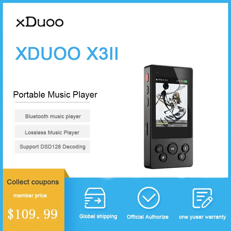 XDuoo X3II X3 II USB DAC MP3-плеер Bluetooth 4,0 AK4490 Портативный HI FI Mp 3 музыкальный плеер DSD128 без потерь Mp3/WAV/FLAC