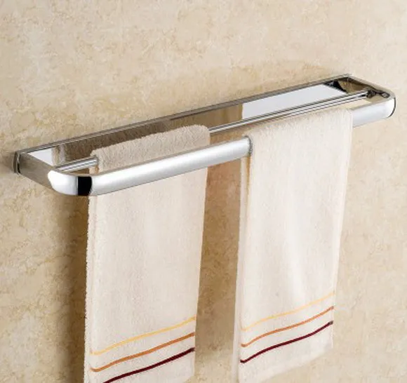 Wall Mounted Polished Chrome Brass Bathroom Double Towel Bar Rail Holder Accessory mba832 | Обустройство дома