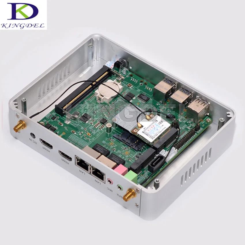 Дешевые безвентиляторный настольный компьютер мини-ПК Intel Celeron N3050 Dual Lan двойной