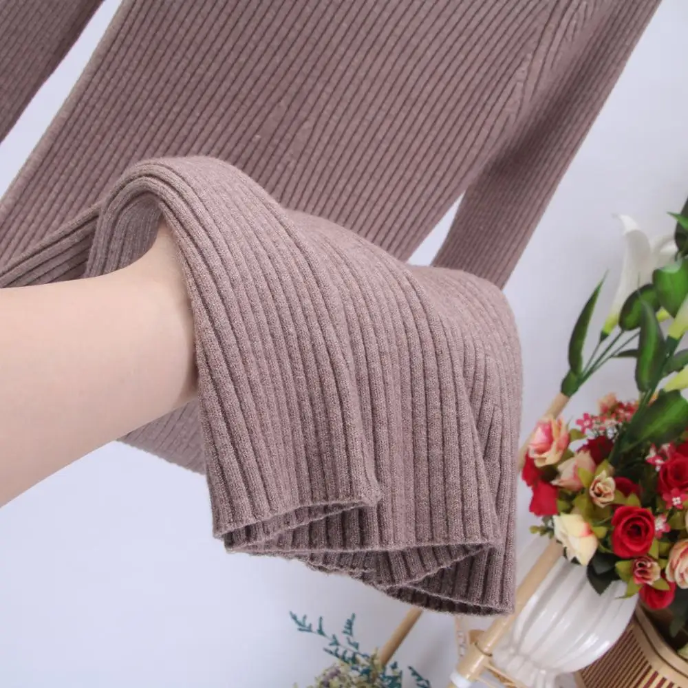 ONLYSVTER Women Autumn Winter Sweater Knitted Dress Thick Warm Knee-length Dress Rib Slim Female Dress