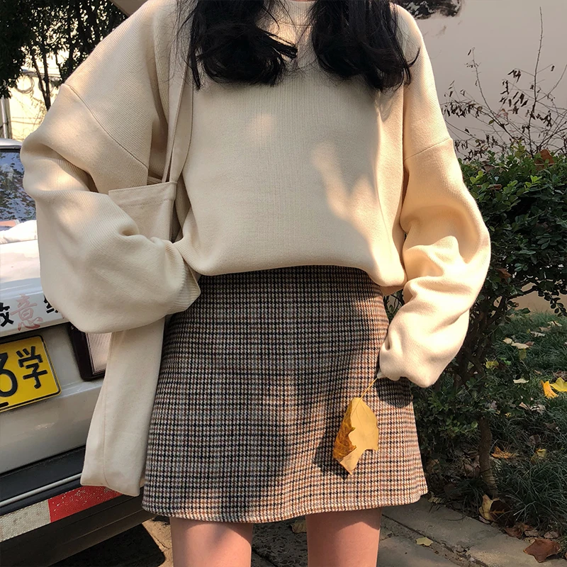 Повседневные женские юбки японский Harajuku Ulzzang винтажная юбка с высокой талией