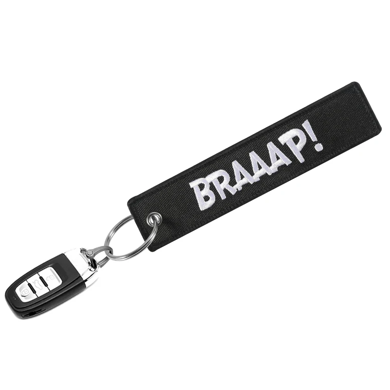 

3PCS BRAAAP Embroidery Key Chain for Motorcycles and Cars Gifts Key Fobs with Chains OEM Key Ring Car Keychain
